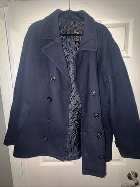 American Eagle Outfitters Navy Double-Breasted Peacoat